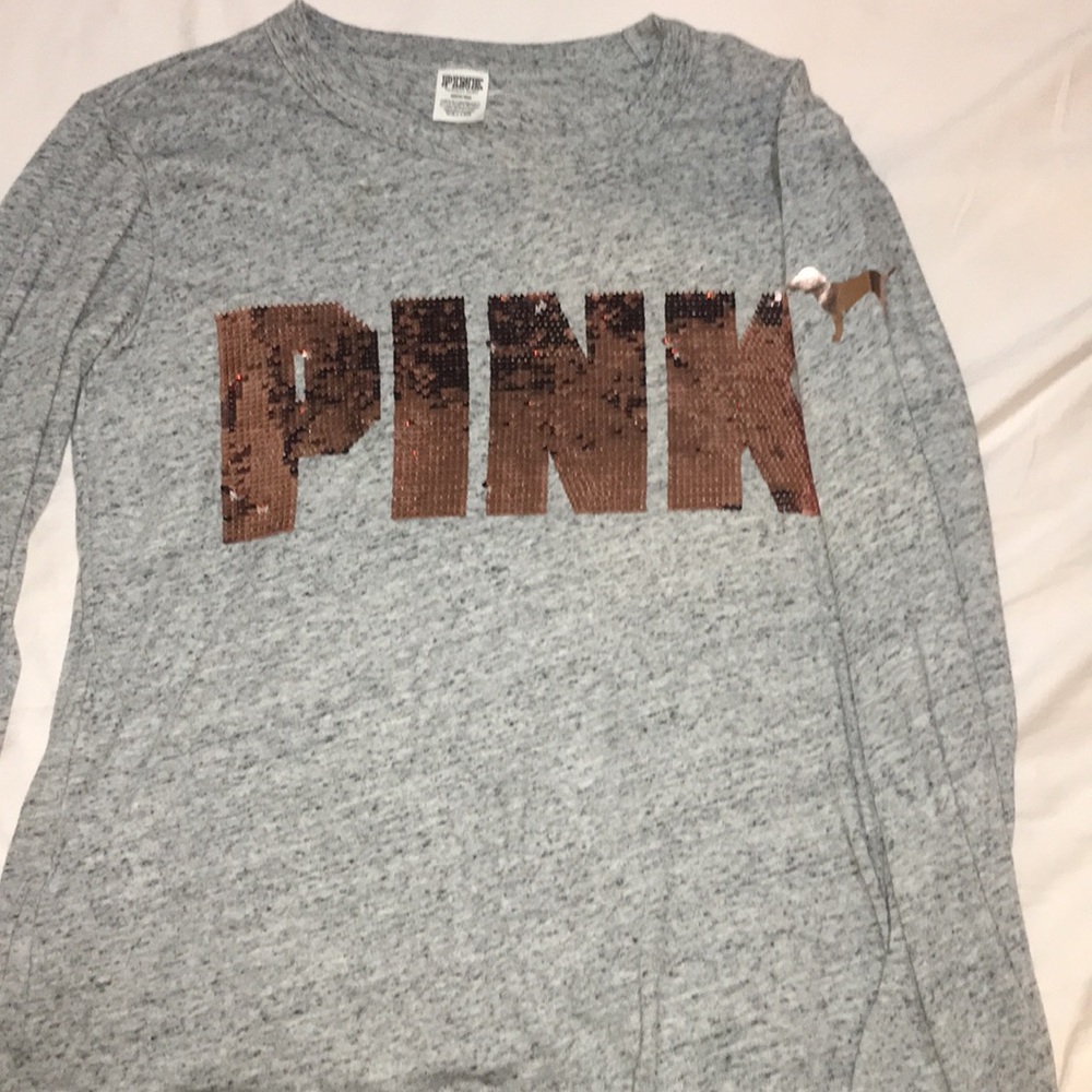 VS Pink Gray Long Sleeve Shirt